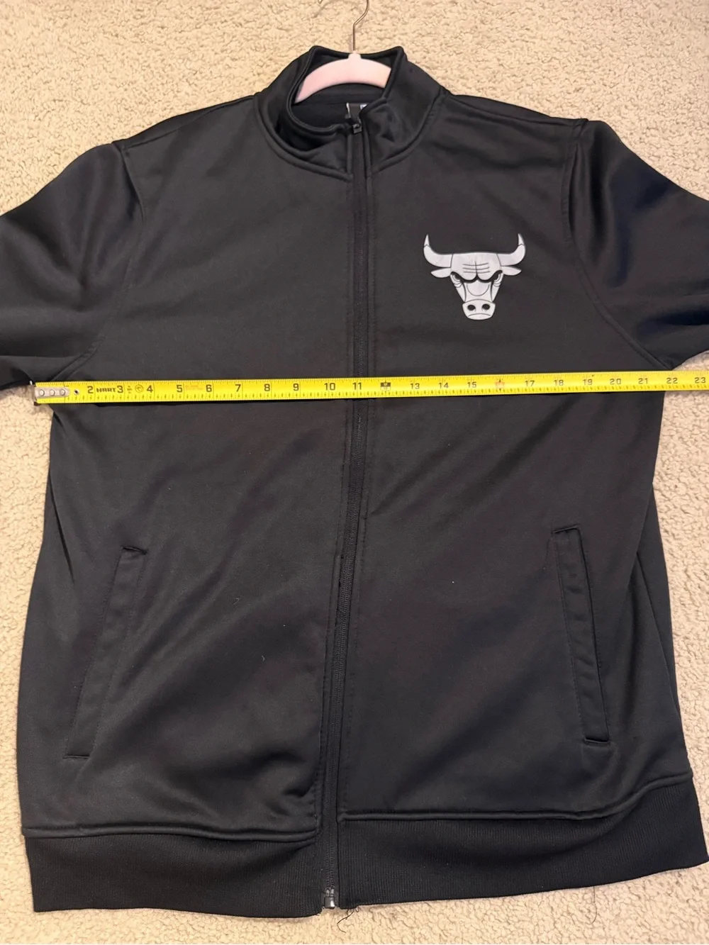 NBA Chicago Bulls Full Zip Track Jacket Black Logo Athletic Men’s Large Zip Up